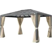 TOOLPORT 3x4m Hardtop Gartenpavillon, inkl. 4 Seitenteile, champagnerfarben - (300665)