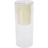 Koopman Weiße LED-Dekorationskerze im Glas mit transparentem Design, batteriebetrieben