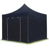 TOOLPORT 3x3m Stahl Faltpavillon, inkl. 4 Seitenteile, schwarz