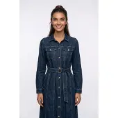 Gant Jeanskleid "BELTED DENIM MIDI" Brusttaschen Paspeltaschen mit verstellbaren Gürtel