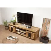 MASSIVMOEBEL24.DE MASSIVMOEBEL24 TV-Board Mango 180x55x50 natur lackiert RAILWAY #135