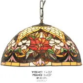 Casa Padrino Tiffany Pendelleuchte Ø 40 cm - Handgefertigte Tiffany Hängeleuchte
