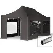 TOOLPORT 3x6m Stahl Faltpavillon, inkl. 4 Seitenteile, dunkelgrau