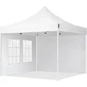 TOOLPORT 3x3m Stahl Faltpavillon, inkl. 2 Seitenteile, weiß