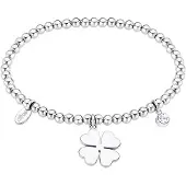 Lotus Armband "Urban Woman - Kleeblatt", edelstahlfarben, kristallweiß, kristallweiß, Armbänder, Damen, 17cm, Edelstahl, Armband, mit Glasstein
