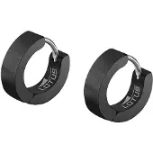 Lotus Paar Creolen "Men's Earrings", schwarz (schwarz, edelstahlfarben), Ohrringe, Damen, 12mm, Edelstahl, Paar Creolen
