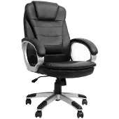 Feel2Home Bürostuhl Schreibtischstuhl mit Armlehnen, höhenverstellbar, rollbar, gepolstert, Kunstleder, bis 120 kg, Schwarz