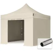 TOOLPORT 3x3m Stahl Faltpavillon, inkl. 4 Seitenteile, weiß