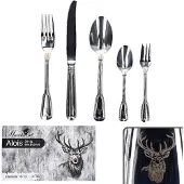 MamboCat 30tlg Alois Komplett-Besteck-Set 6 Pers. Messer Gabel Löffel Edelstahl Hirsch