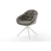 DELIFE Drehstuhl Gaio-Flex Bouclé Soft Schlamm Kreuzgestell breit Weiß 360° drehbar Wippfunktion