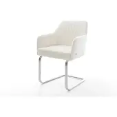 DELIFE Freischwinger Greg-Flex Bouclé Soft Beige Freischwinger flach Edelstahl Taschenfederkern