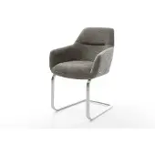 DELIFE Freischwinger Pejo-Flex Bouclé Soft Schlamm Freischwinger flach Edelstahl Taschenfederkern