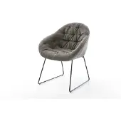 DELIFE Esszimmerstuhl Gaio-Flex Bouclé Soft Schlamm Kufengestell Schwarz