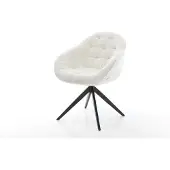 DELIFE Drehstuhl Gaio-Flex Bouclé Soft Beige Kreuzgestell breit Schwarz 360° drehbar Wippfunktion
