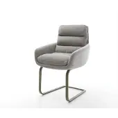 DELIFE Freischwinger Abelia-Flex mit Armlehnen Strukturstoff Soft Grau Freischwinger flach Effektfinish Titan
