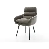 DELIFE Esszimmerstuhl Abelia-Flex mit Armlehnen Bouclé Soft Schlamm 4-Fuß konisch Schwarz