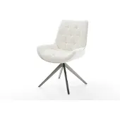 DELIFE Drehstuhl Taimi-Flex Bouclé Soft Beige Kreuzgestell breit Graphit 360° drehbar Wippfunktion