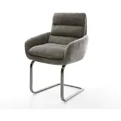 DELIFE Freischwinger Abelia-Flex mit Armlehnen Bouclé Soft Schlamm Freischwinger flach Graphit