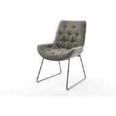 DELIFE Esszimmerstuhl Taimi-Flex Bouclé Soft Schlamm Kufengestell Schwarz