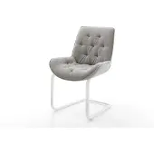 DELIFE Freischwinger Taimi-Flex Strukturstoff Soft Grau Freischwinger flach Weiß
