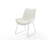 DELIFE Esszimmerstuhl Taimi-Flex Bouclé Soft Beige Kufengestell Edelstahl