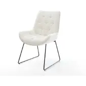 DELIFE Esszimmerstuhl Taimi-Flex Bouclé Soft Beige Kufengestell Schwarz