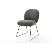 DELIFE Esszimmerstuhl Nube-Flex Bouclé Soft Schlamm Kufengestell Schwarz Taschenfederkern