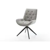 DELIFE Drehstuhl Taimi-Flex Strukturstoff Soft Grau Kreuzgestell breit Schwarz 360° drehbar Wippfunktion