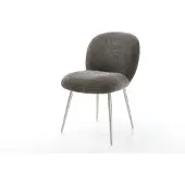DELIFE Esszimmerstuhl Nube-Flex Bouclé Soft Schlamm 4-Fuß konisch Edelstahl Taschenfederkern