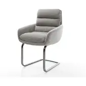 DELIFE Freischwinger Abelia-Flex mit Armlehnen Strukturstoff Soft Grau Freischwinger flach Graphit