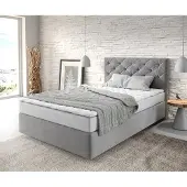 DELIFE Boxspringbett Dream-Great 120x200 cm Mikrofaser Grau mit Matratze und Topper