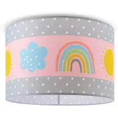 Paco Home Deckenleuchte "Cosmo 962", weiß, 1, Ø 45,5cm H: 29,5cm, Leuchten, Lampe Kinderzimmer Deckenlampe Regenbogen Sonne Rosa Grau Weiß E27, Deckenleuchte