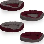 BedDog Hundebett SUNNY 4in1 oder einfarbig, waschbar, mit Rand, Hundekissen,CHERRY-ROCK (bordeaux/grau),L