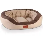 BedDog PRINS PREMIUM Hundebett aus strapazierfähigem Alicante-Gewebe,MELANGE (beige/braun),L