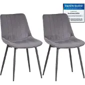 Albatros BOSA Samtstuhl Grau – 2er-Set Esszimmerstühle im modernen Retro-Design, gepolstert & ergonomisch, DEKRA-, pflegeleichter Bezug