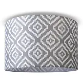 Paco Home 1100000002199 "Hugo Stella", weiß (grau), Ø 45,5cm H: 29,5cm, Leuchten, Stoff Lampenschirm Vintage Wohnzimmerlampe Rund Retro Design Textil, 1100000002199