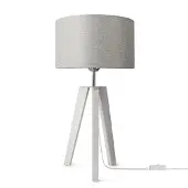 Paco Home Tischleuchte Dreibein Nachttischlampe Stehlampe E27 Stoff Lampenschirm Uni
