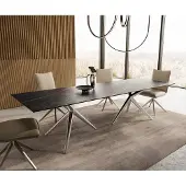 DELIFE Esstisch Edge 300x100 Keramik LaminamNoir Desir Braun Estelar rund Edelstahl