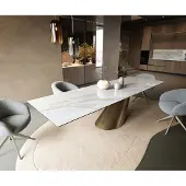 DELIFE Esstisch Edge 300x100 cm Keramik Onyx Pearl Cono Metallic Gold