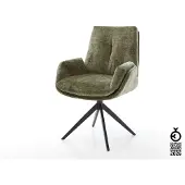 DELIFE Drehstuhl Clea-Flex Chenille Olive Kreuzgestell breit Schwarz 360° drehbar Wippfunktion