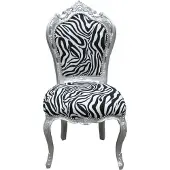 Casa Padrino Barock Esszimmer Stuhl Zebra/Silber Mod2 - Möbel - Barockmöbel