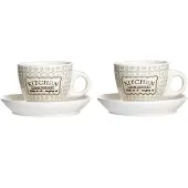 Ritzenhoff & Breker 2er Retro Kitchen Espressotasse Untertasse Creme-Blau Lungo Americano Ritzenhoff