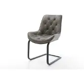 DELIFE Freischwinger Taimi-Flex Mikrofaser Grau Antik Freischwinger flach Schwarz