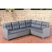 CLP Polyrattan Gartensofa Minari I Eckbank Mit Sitzpolstern Aus Stoff | Modernes Ecksofa Für Den Garten, Farbe: grau, Polsterfarbe: Eisengrau