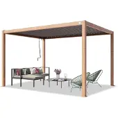 TOOLPORT PRIMEYARD Pergola 3x4 m Aluminium-Pfosten in Holzoptik mit Lamellendach aus Stahl Terrassenüberdachung