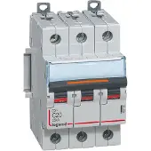 Legrand 409782 DX3 Leitungsschutzschalter C-Charakteristik, 20A, 3-polig, 25kA, 400VAC, 3TE