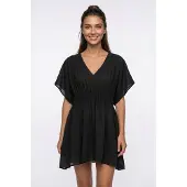 Bonprix Longtunika 1 luftiger Webstoff, transparente Optik, tiefer V-Ausschnitt