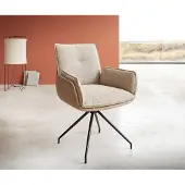 DELIFE Drehstuhl Nela-Flex Materialmix Schlamm Kreuzgestell konisch Schwarz 180° drehbar