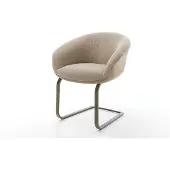 DELIFE Freischwinger Vinka-Flex mit Armlehnen Materialmix Schlamm Freischwinger flach Effektfinish Titan Taschenfederkern