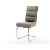 DELIFE Freischwinger Pela-Flex Echt-Leder Schlamm Freischwinger flach Edelstahl Taschenfederkern